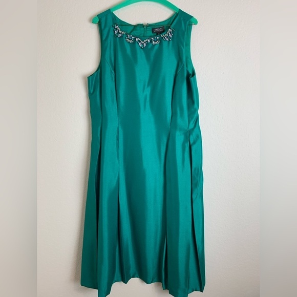 Tahari Dresses & Skirts - Tahari: Elegant Teal Sleeveless Rhinestone Dress – Perfect for Any Occasion